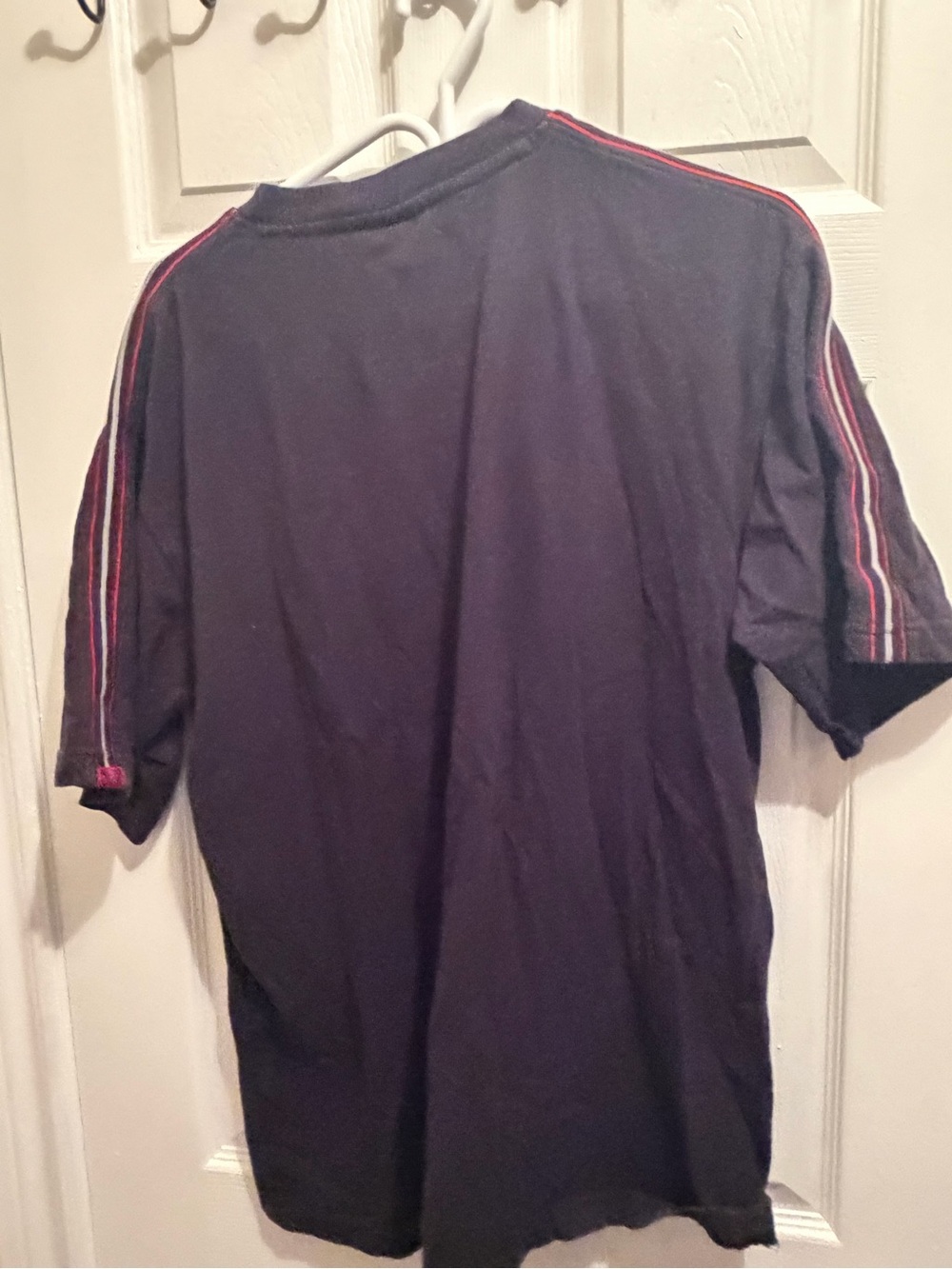 Men's Black Short-Sleeve Crewneck Shirt with Stripe Detail